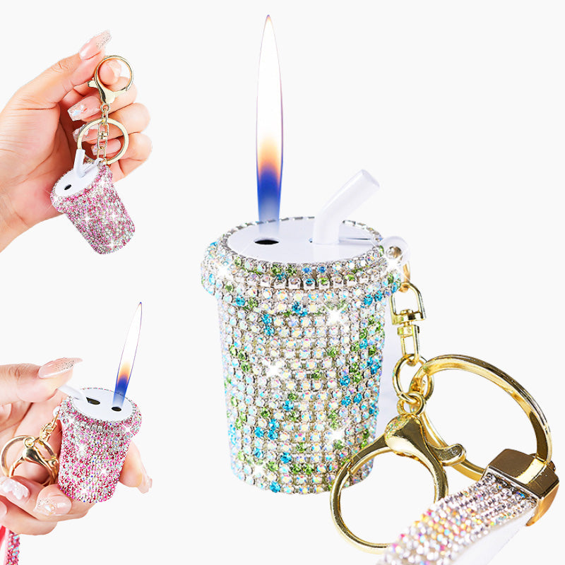 Porte-clés lait avec strass étincelant