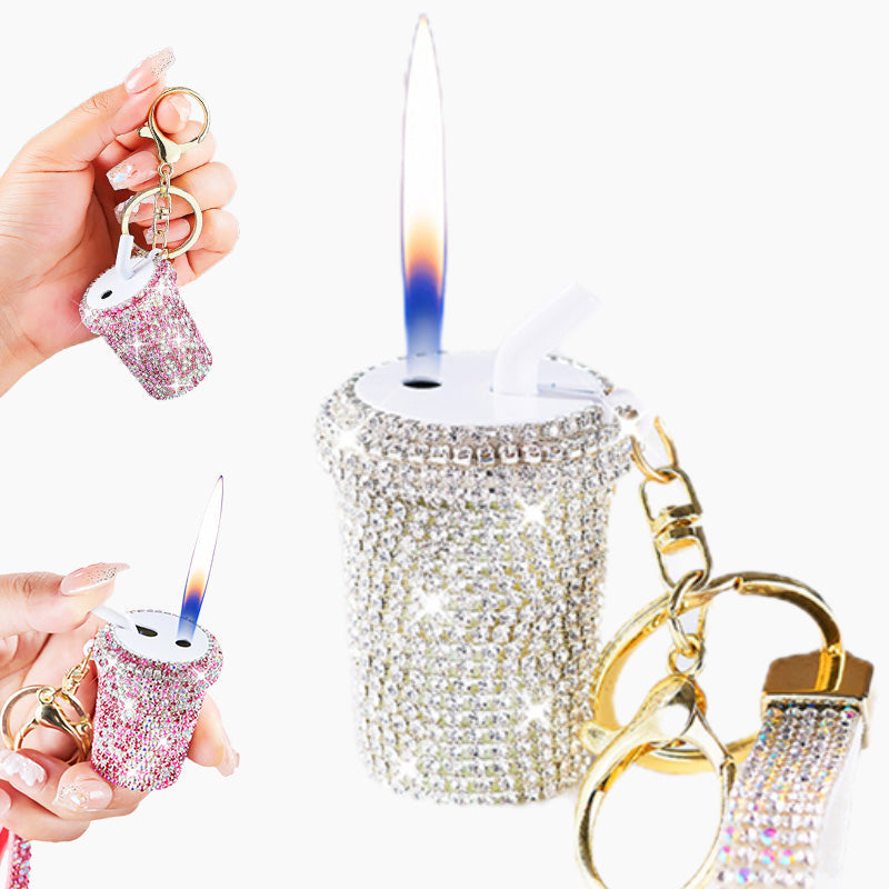 Porte-clés lait avec strass étincelant