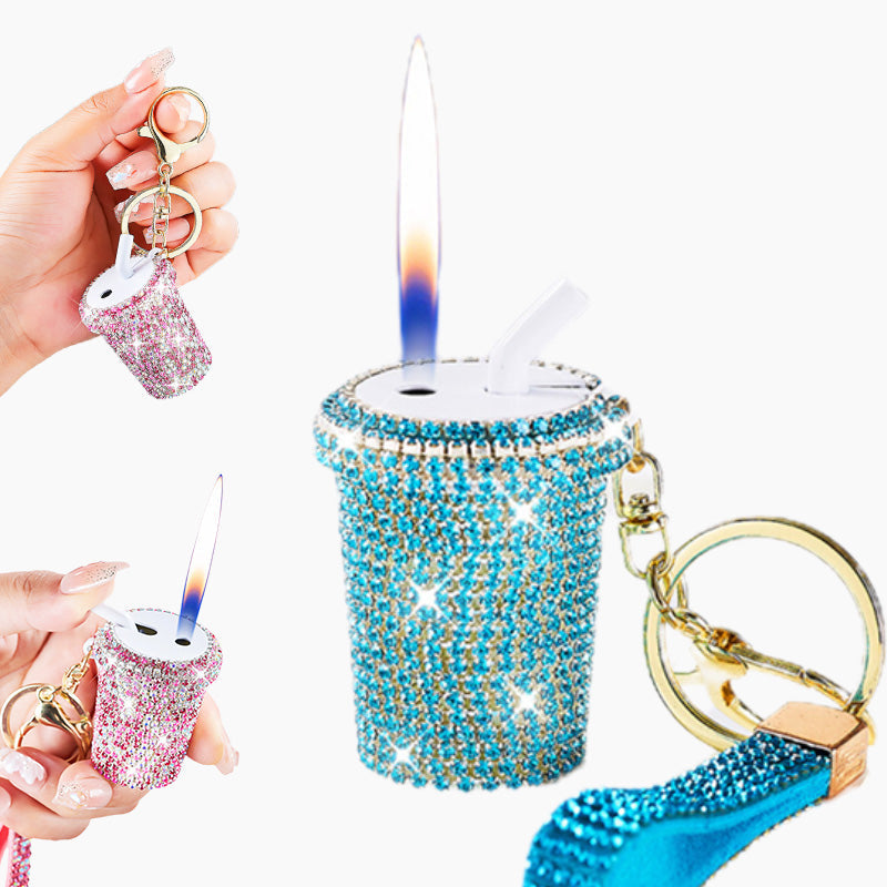 Porte-clés lait avec strass étincelant