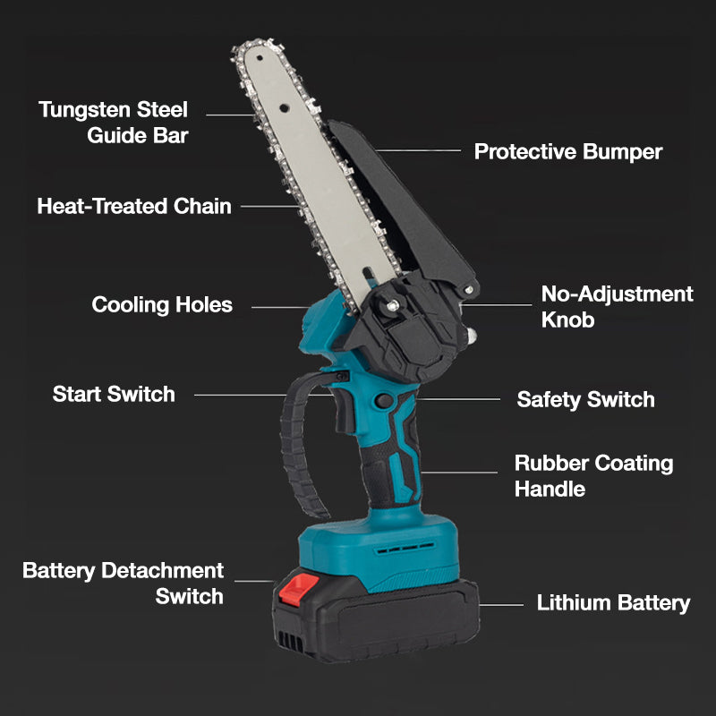 Mini tronçonneuse sans fil de 6 pouces avec 2 batteries
