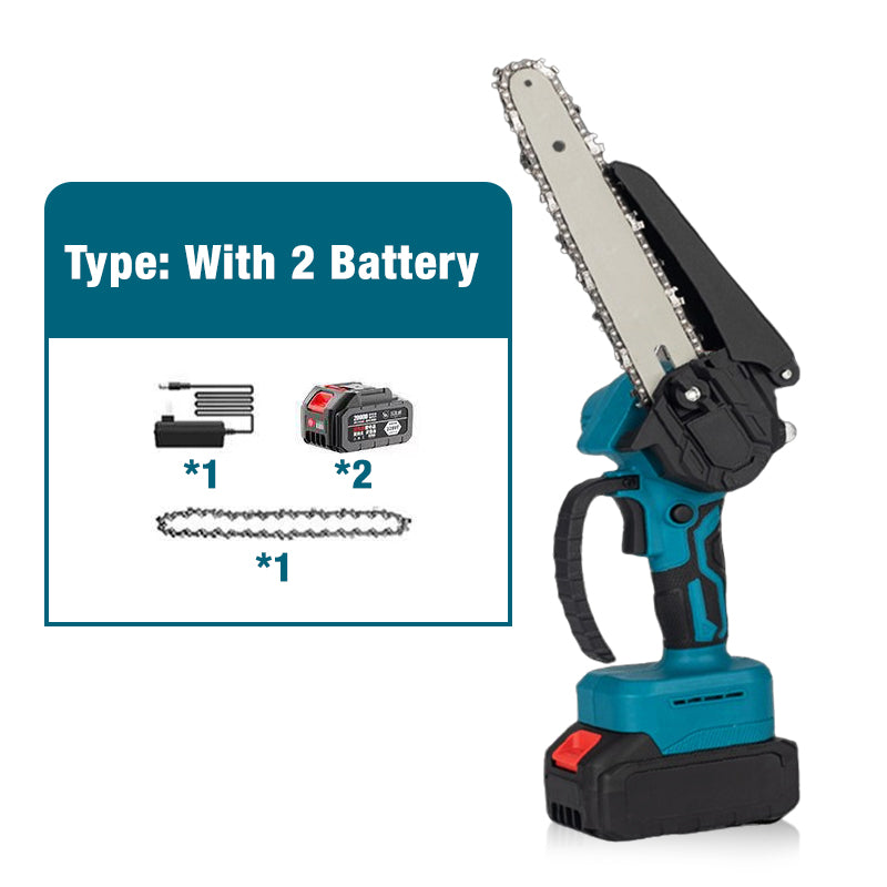 Mini tronçonneuse sans fil de 6 pouces avec 2 batteries