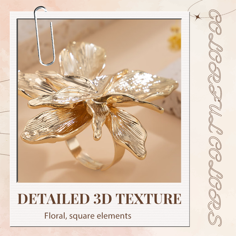 👑Bague Artistique Perles & Fleurs en Surdimensionné 💎🌸