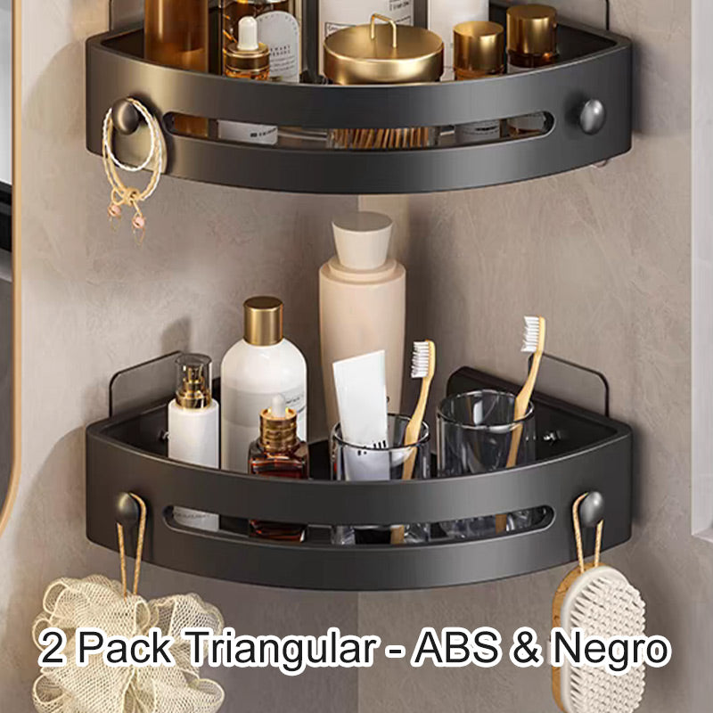 🏆Étagère de douche d'angle sans perçage avec crochets