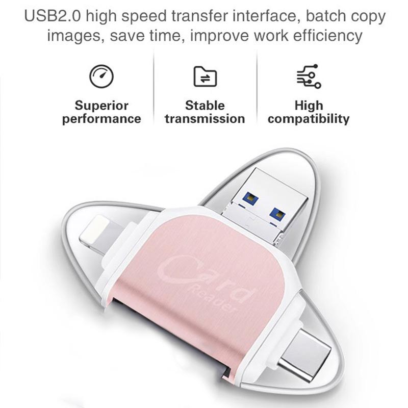 Lecteur de carte multifonctionnel 4-en-1 avec ports multiples