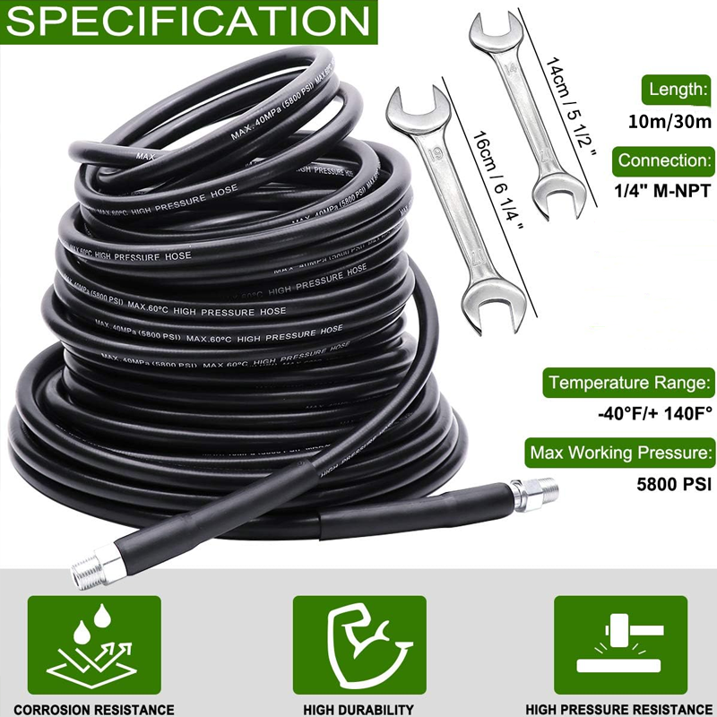 💦 50% DE RÉDUCTION ! 🚿 Kit de Nettoyage Haute Pression 5800 PSI pour Égouts - Buse Rotative et Flexible Renforcé pour Déboucher les Canalisations 🛠️✨