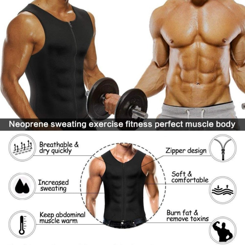 🏆Débardeur Fitness Homme 🏋️♂️ | Fermeture Éclair & Effet Mincissant ⚡🌿