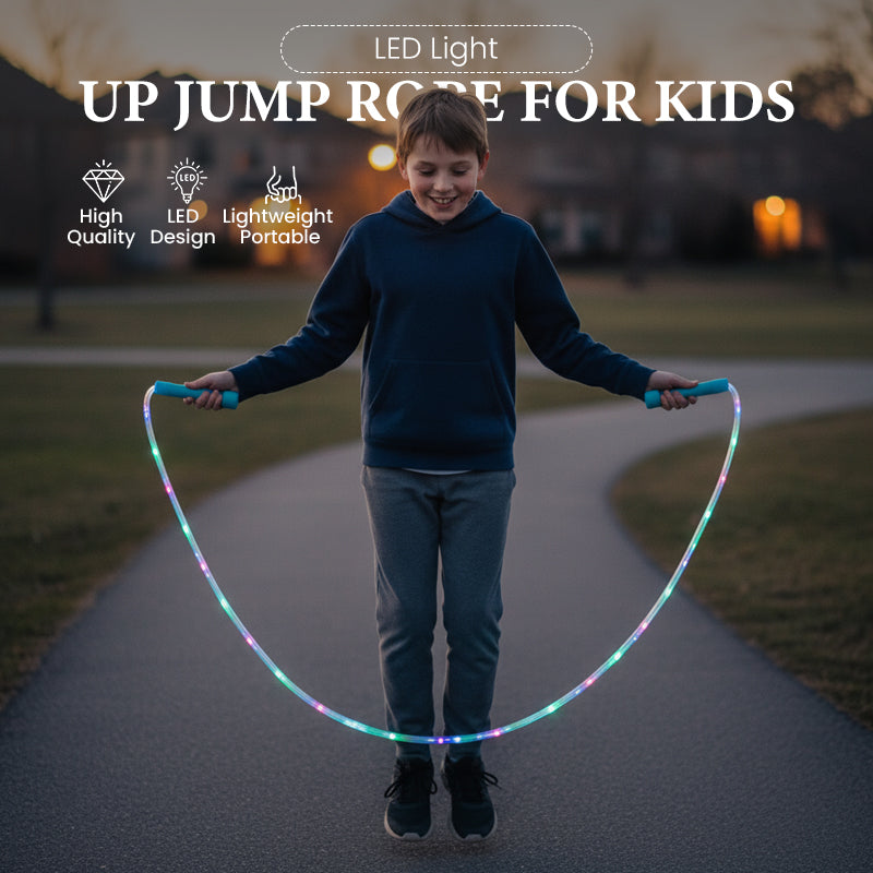 Corde à Sauter Lumineuse LED – Rechargeable – 3 Modes D’éclairage – Longueur Réglable 2,8 M – Pour Enfants Et Adultes