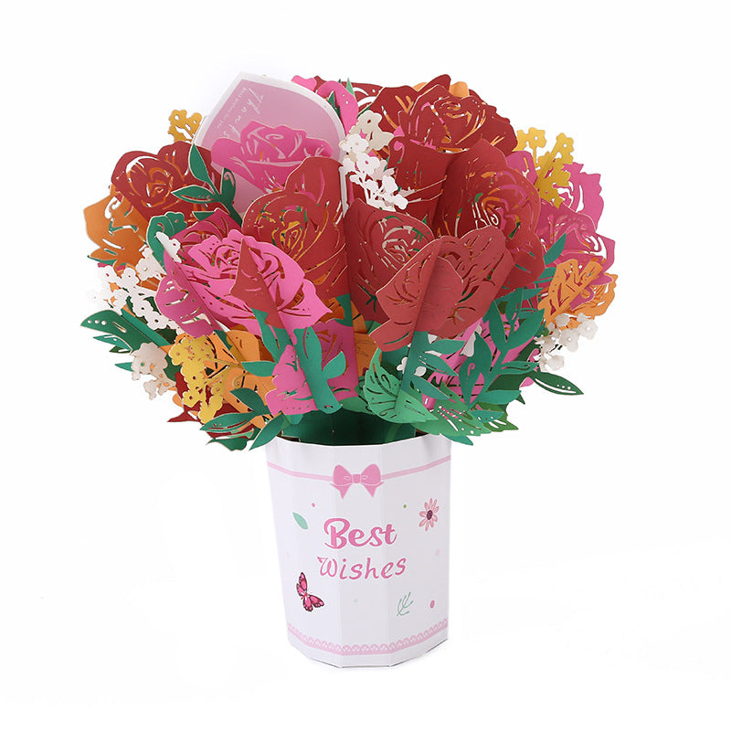 Carte de vœux avec bouquet en relief 3D