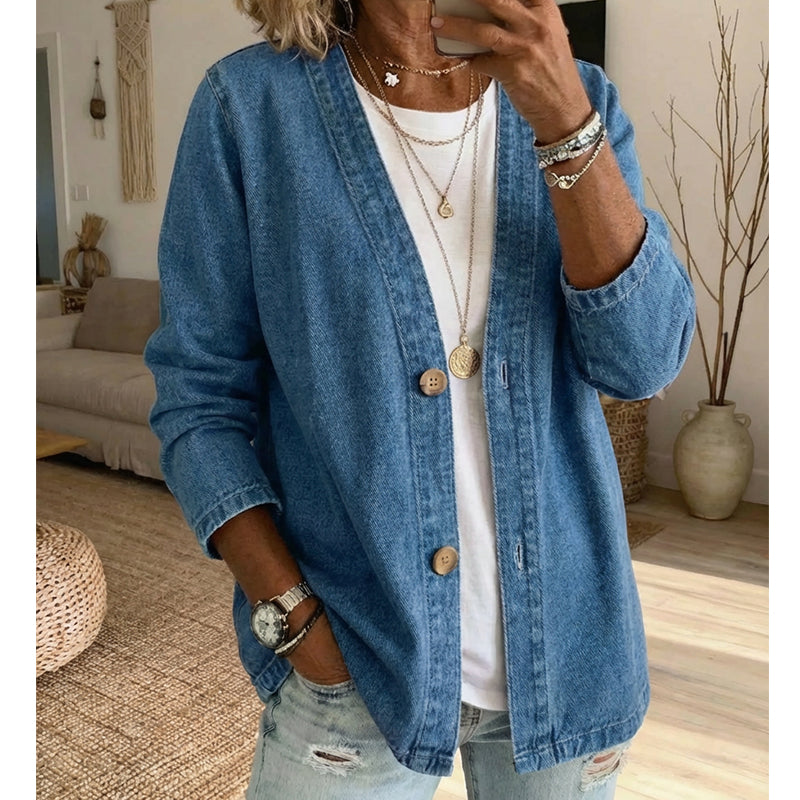 📢📢50 % DE RÉDUCTION !!!⏰Veste en jean classique à boutons pour femme