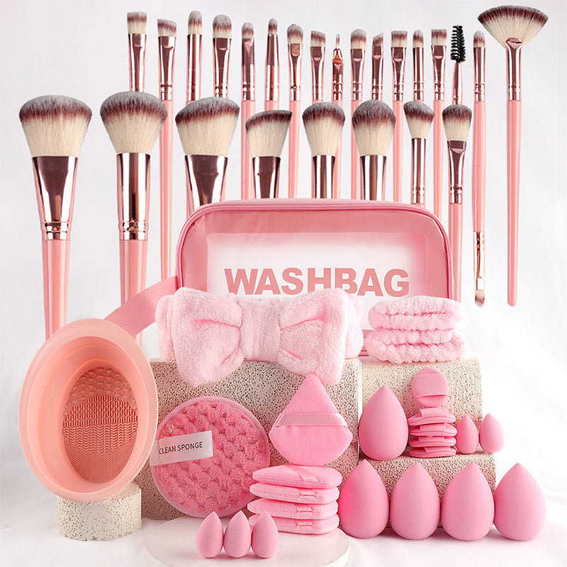 Coffret tout-en-un de pinceaux et éponges de maquillage