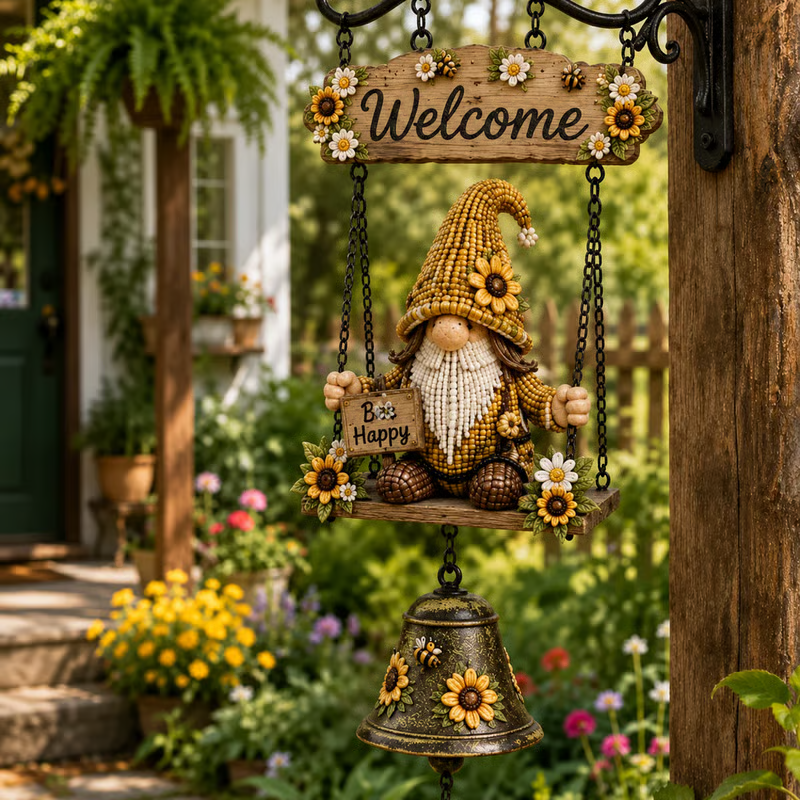🥳 -50 % – 50 000+ vendus ! Sonnette gnome 🧙♂️ – clochette douce, alliage de zinc, accrochage facile. Un sourire à chaque visite ! 🏠✨