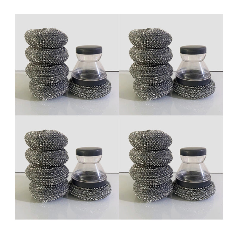 Brosse à récurer avec distributeur de liquide vaisselle et tête amovible en PET
