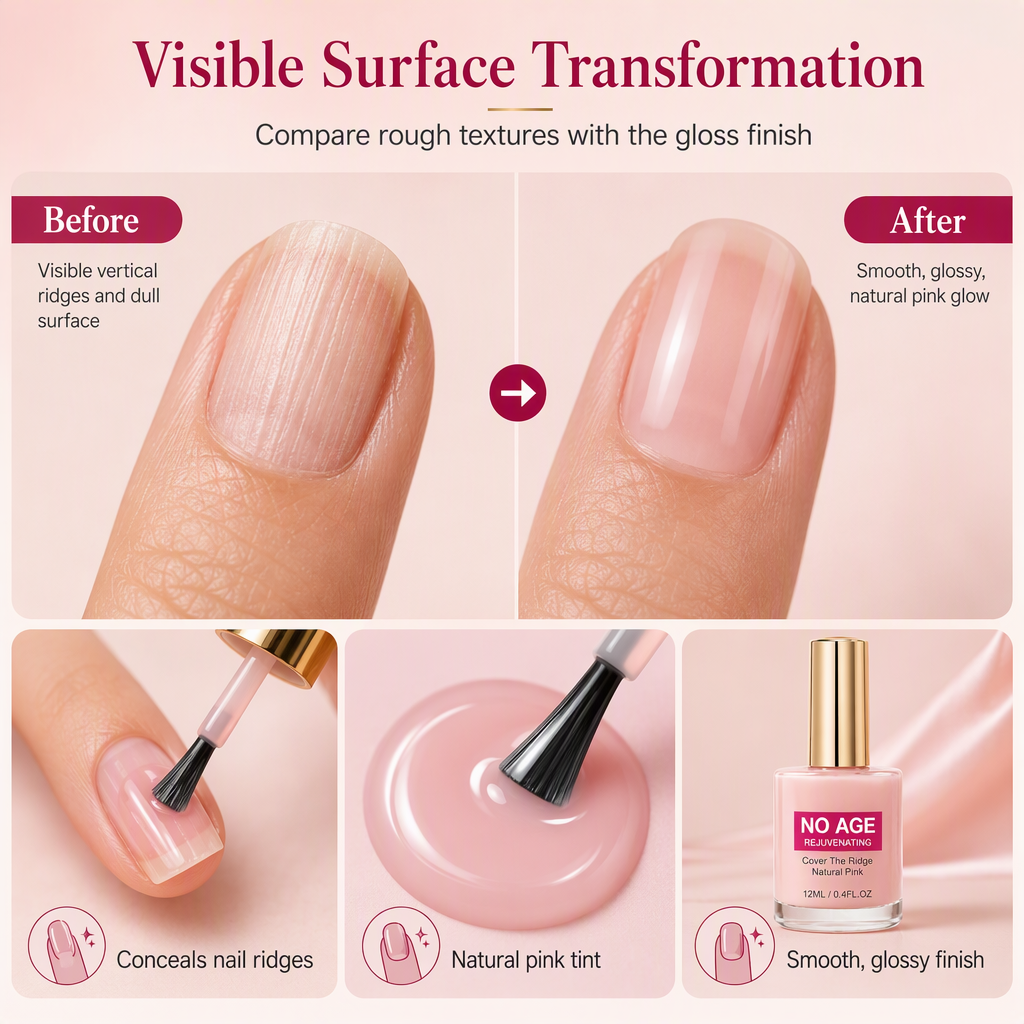 💅-50 % MAINTENANT ! Combleur de stries pour ongles rose naturel 12 ml, couche lissante revitalisante pour ongles, masque instantanément les stries verticales pour des ongles brillants et sains