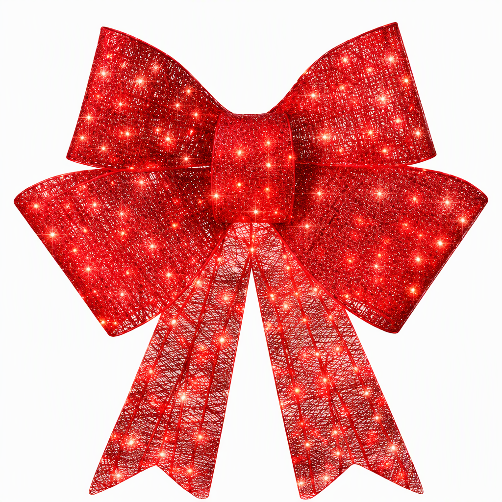 🎄50% DE RÉDUCTION ! 🎀 Grand nœud de Noël LED – résistant aux intempéries et pour sapin de Noël, fenêtre, porte et jardin