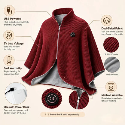 🔥 Soldes de Noël — 50 % de réduction ! ❄️ Restez au chaud tout l'hiver — Châle Couverture Chauffante Électrique Portable