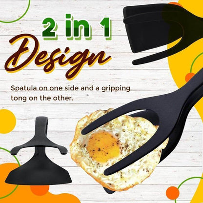 🍳 PROMO LIMITÉE 50% DE RÉDUCTION ! ✨ Pince-Spatule 2 en 1 – Antiadhésif, Silicone, Polyvalent 🥘