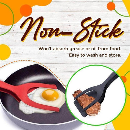 🍳 PROMO LIMITÉE 50% DE RÉDUCTION ! ✨ Pince-Spatule 2 en 1 – Antiadhésif, Silicone, Polyvalent 🥘