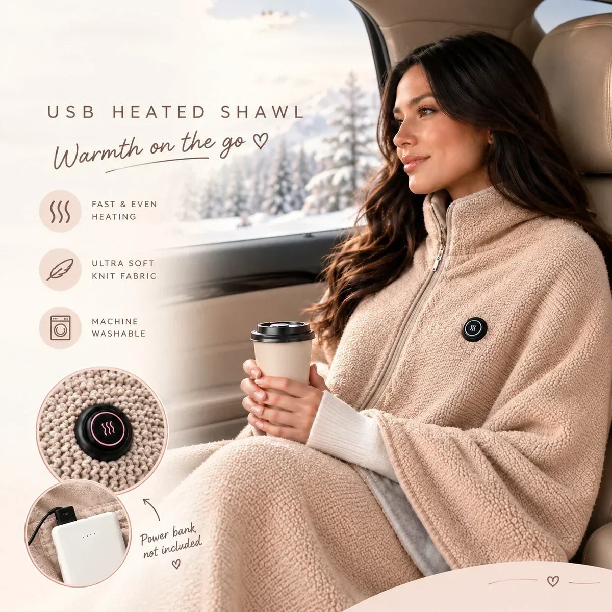 🔥 Soldes de Noël — 50 % DE RÉDUCTION ! ❄️ Restez au chaud tout l'hiver — Châle couverture chauffante électrique portable