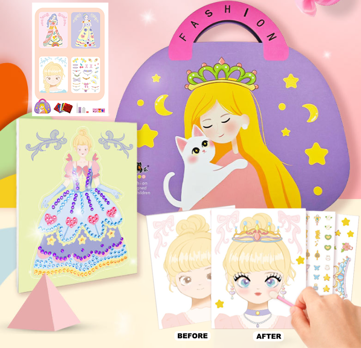 🔥Soldes exceptionnels 50 % de réduction💝Ensemble de jeu 3 en 1 pour habiller et maquiller une princesse💅