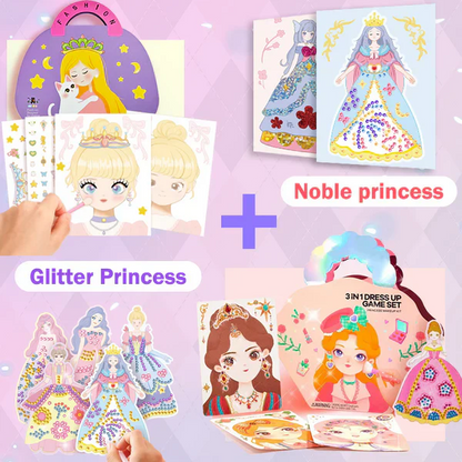 🔥Soldes exceptionnels 50 % de réduction💝Ensemble de jeu 3 en 1 pour habiller et maquiller une princesse💅