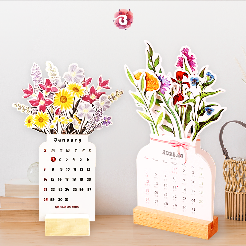 Achetez 3 obtenez 2 gratuits🌷📅2025 Bloomy Flowers Desk Calendar