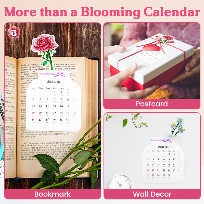 Achetez 3 obtenez 2 gratuits🌷📅2025 Bloomy Flowers Desk Calendar