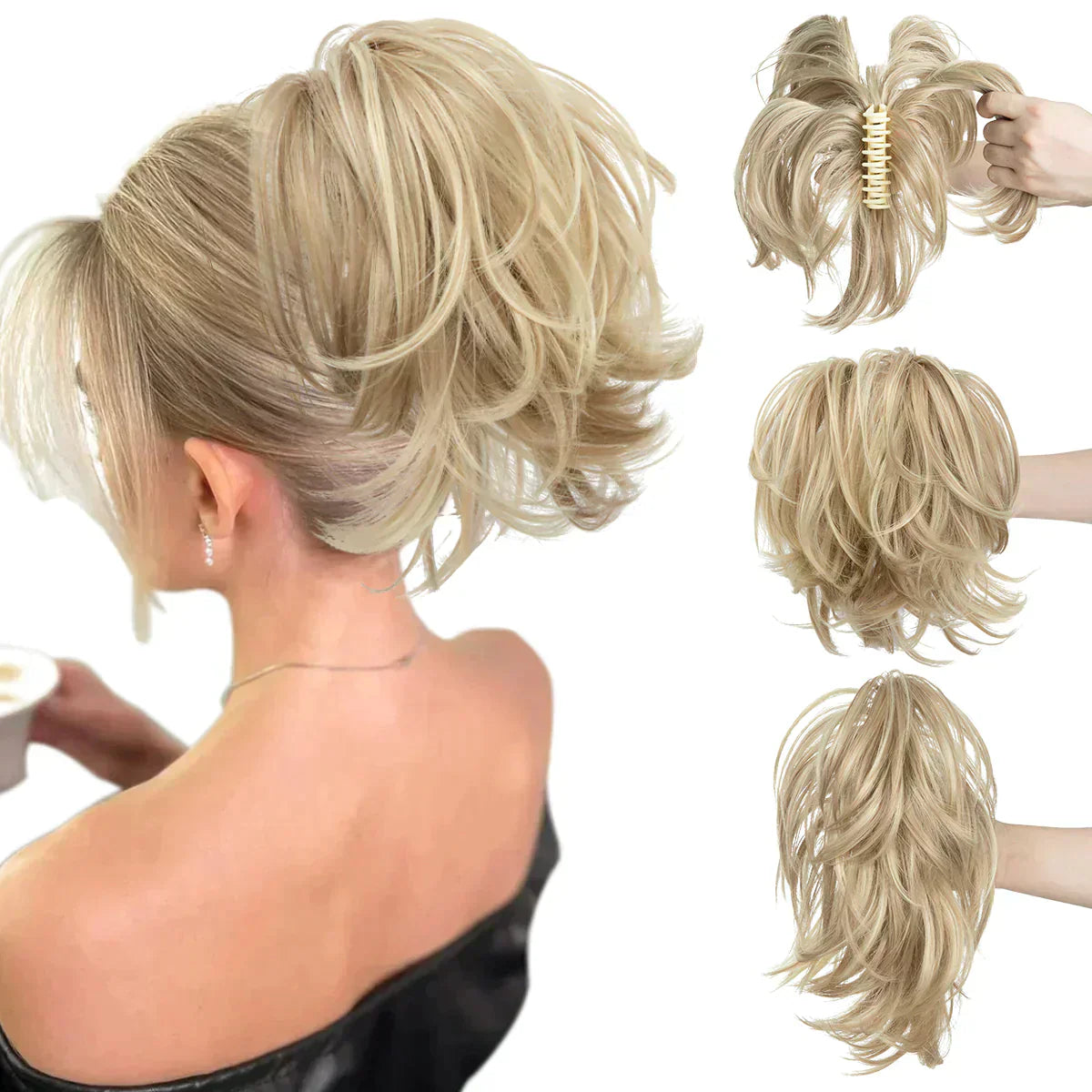 Clip synthétique Clip In Ponytail Extensions de cheveux Diy Hairpiece Bun