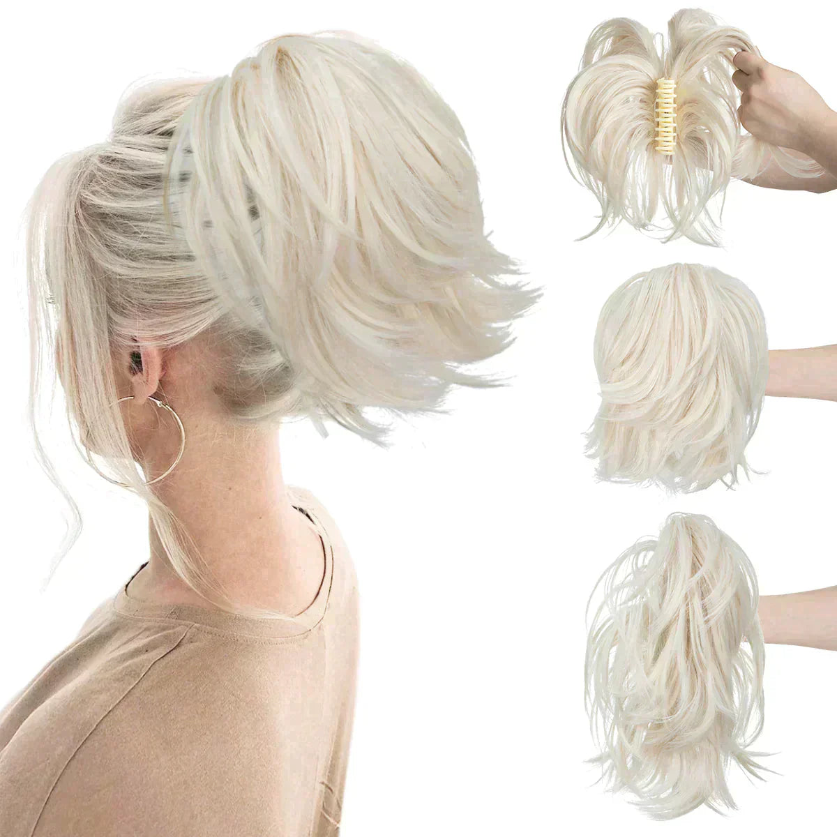 Clip synthétique Clip In Ponytail Extensions de cheveux Diy Hairpiece Bun