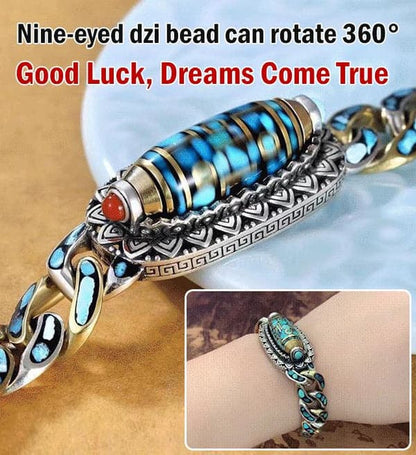 ✨Bracelet Dzi à neuf yeux avec mantra à six caractères en turquoise✨