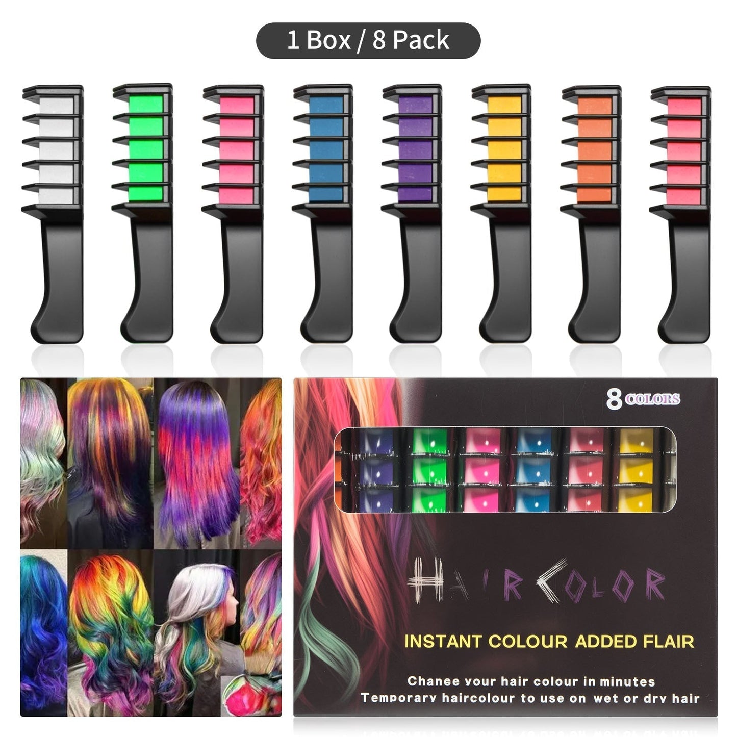 🎅Prévente de Noël - 50 % de réduction ✨Craie colorante temporaire pour cheveux - Sans cruauté