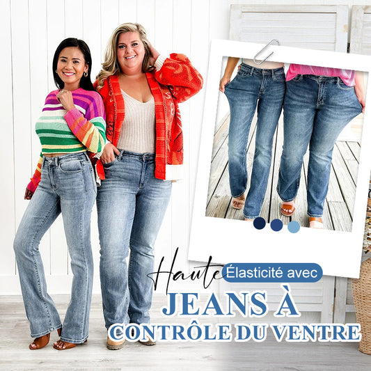 Jean tendance grande taille à haute élasticité pour le contrôle du ventre