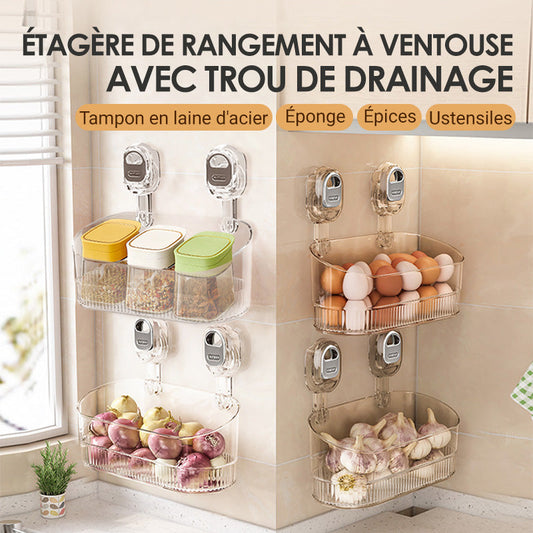 🔥Nouvelle mise à niveau 🍃Vente chaude 50% Off🔥Support de rangement à ventouse avec trou de drainage【Vente directe d'usine】