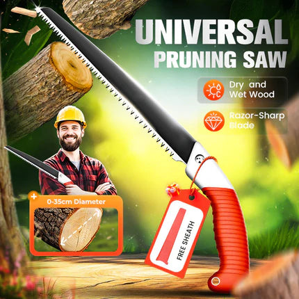 📢📢50% de réduction ! 🔥 Scie d’élagage universelle en acier SK5 – Lame tranchante, poignée ergonomique & fourreau inclus, idéale pour tous les arbres ! 🌳