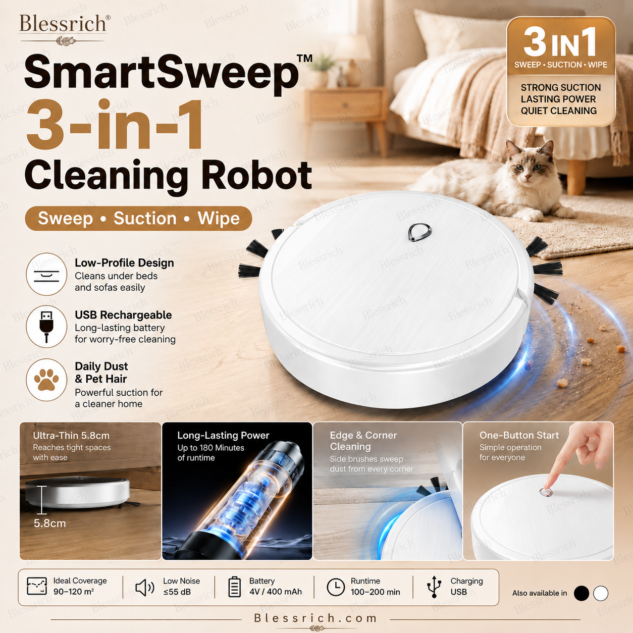 Balayeuse-robot 3-en-1 SmartSweep