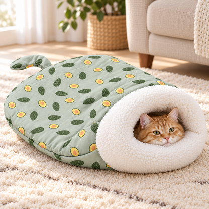 🐈🛏️ Nid-caverne Semi-fermé pour Chats et Petits Chiens – Chaud, Coupe-vent et Douillet pour un Sommeil Profond