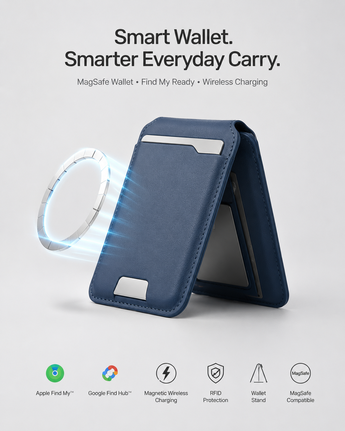 🔥Plus de 50 000 vendus !🔥 Portefeuille intelligent MagSafe en cuir nappa véritable – avec Apple Find My™ et Google Find Hub™, protection RFID et chargement sans fil.