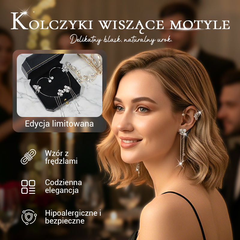 ✨🦋Boucles d'oreilles avec zircone et pompons en forme de papillons