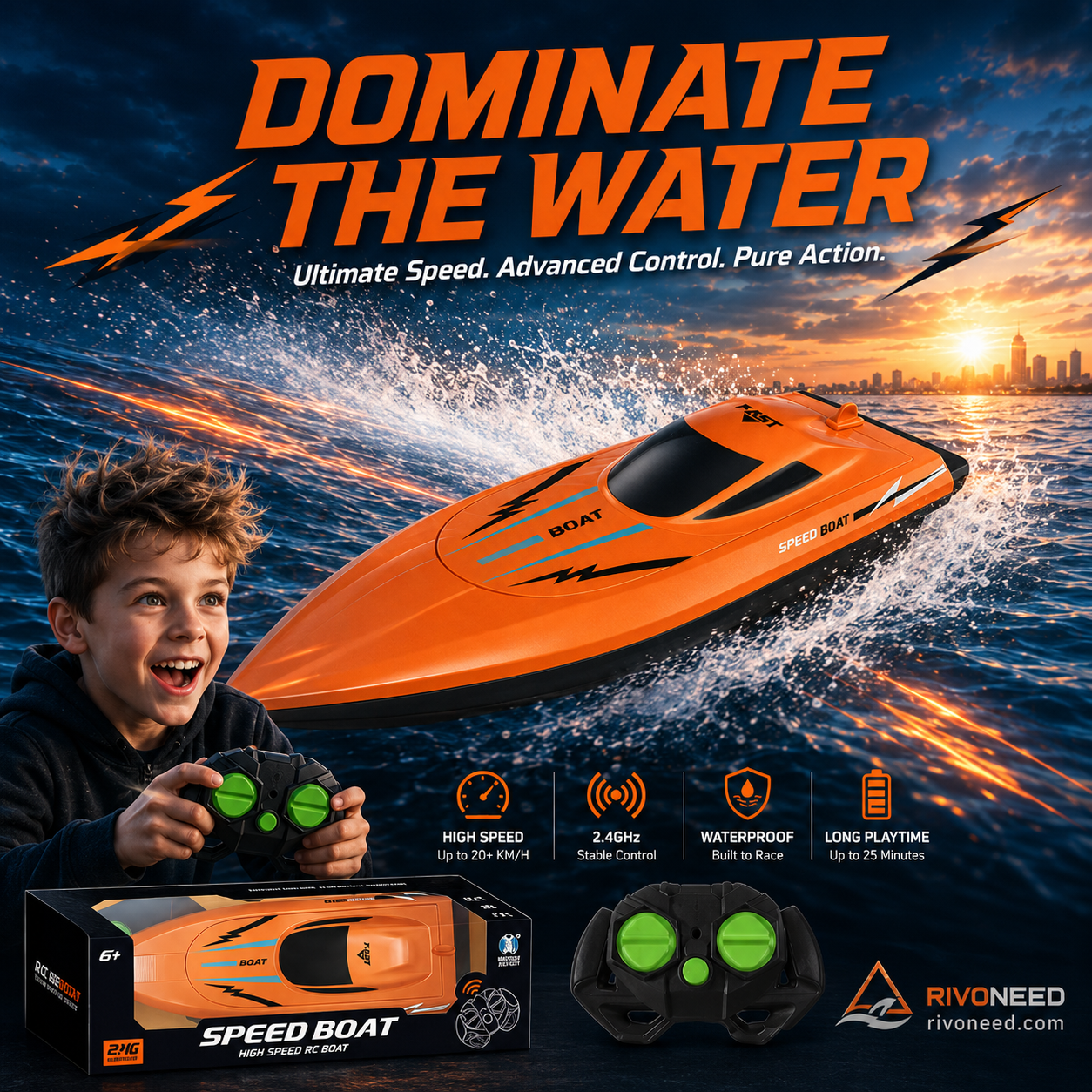 🎮 🚢 MOITIÉ PRIX ! Bateau radiocommandé 2,4 GHz haute vitesse avec double moteur