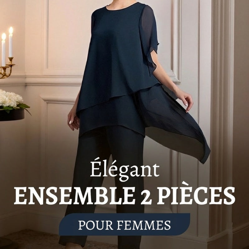 Ensemble composé d'un haut asymétrique charmant et d'un pantalon à jambes larges
