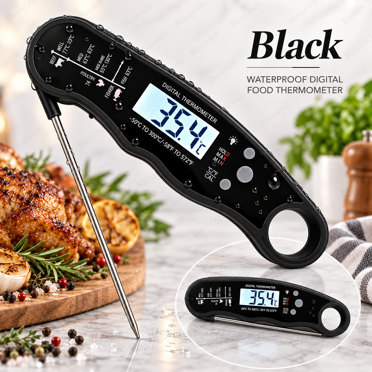 Thermomètre numérique à lecture instantanée pour viande