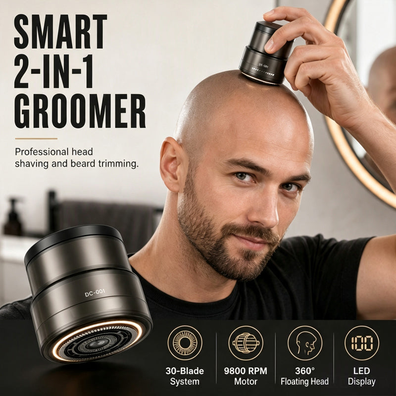 💥🛍️ -55% ! ✂️ Tondeuse Électrique 2-en-1 pour Crâne Rasé et Barbe – 30 Lames de Précision, Confort Flottant 360° & Affichage Digital.