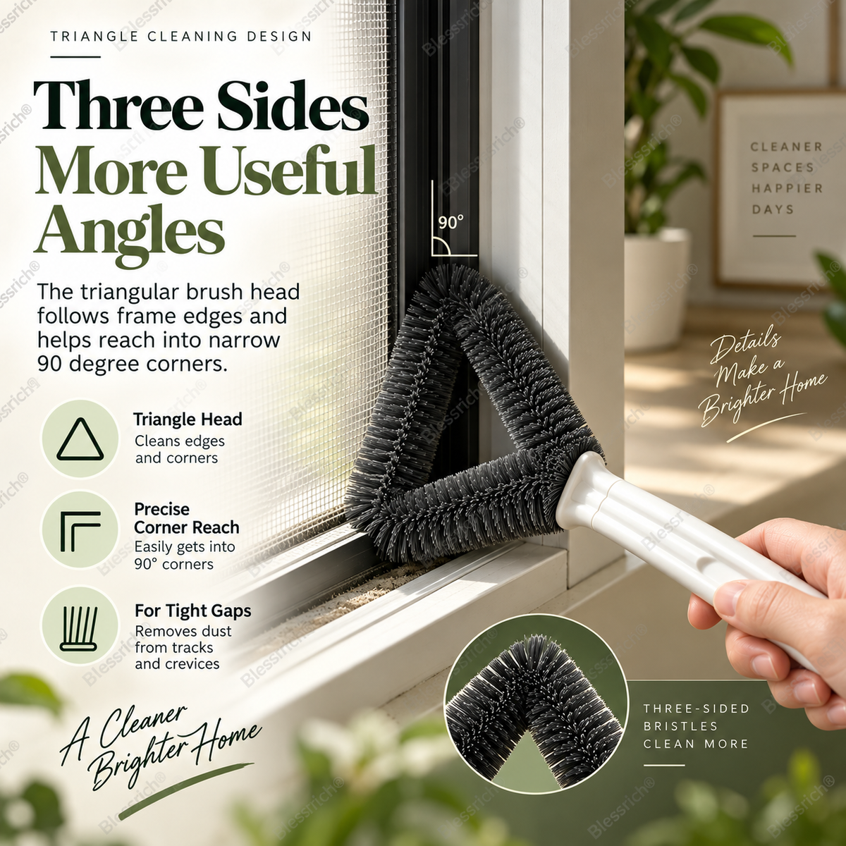 Brosse triangulaire pour nettoyer les écrans