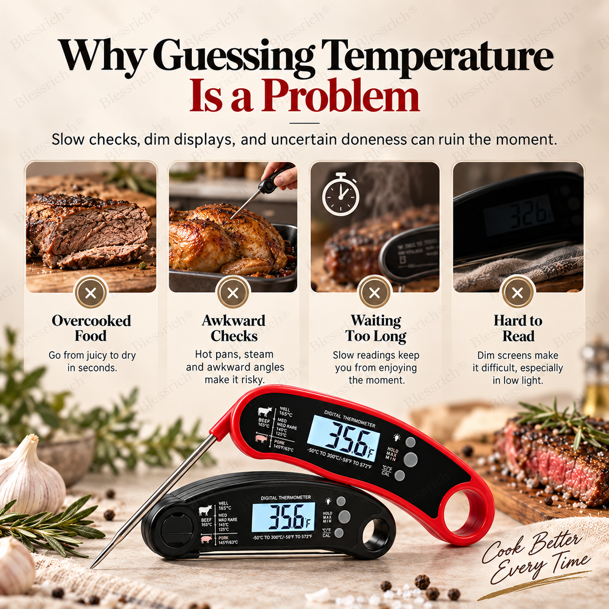 Thermomètre numérique à lecture instantanée pour viande