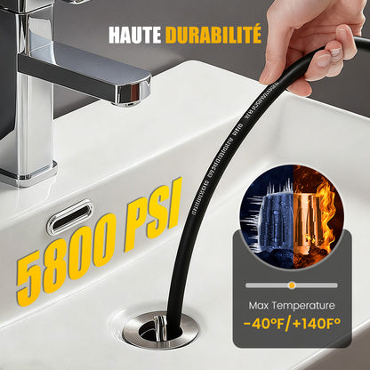 💦 50% DE RÉDUCTION ! 🚿 Kit de Nettoyage Haute Pression 5800 PSI pour Égouts - Buse Rotative et Flexible Renforcé pour Déboucher les Canalisations 🛠️✨