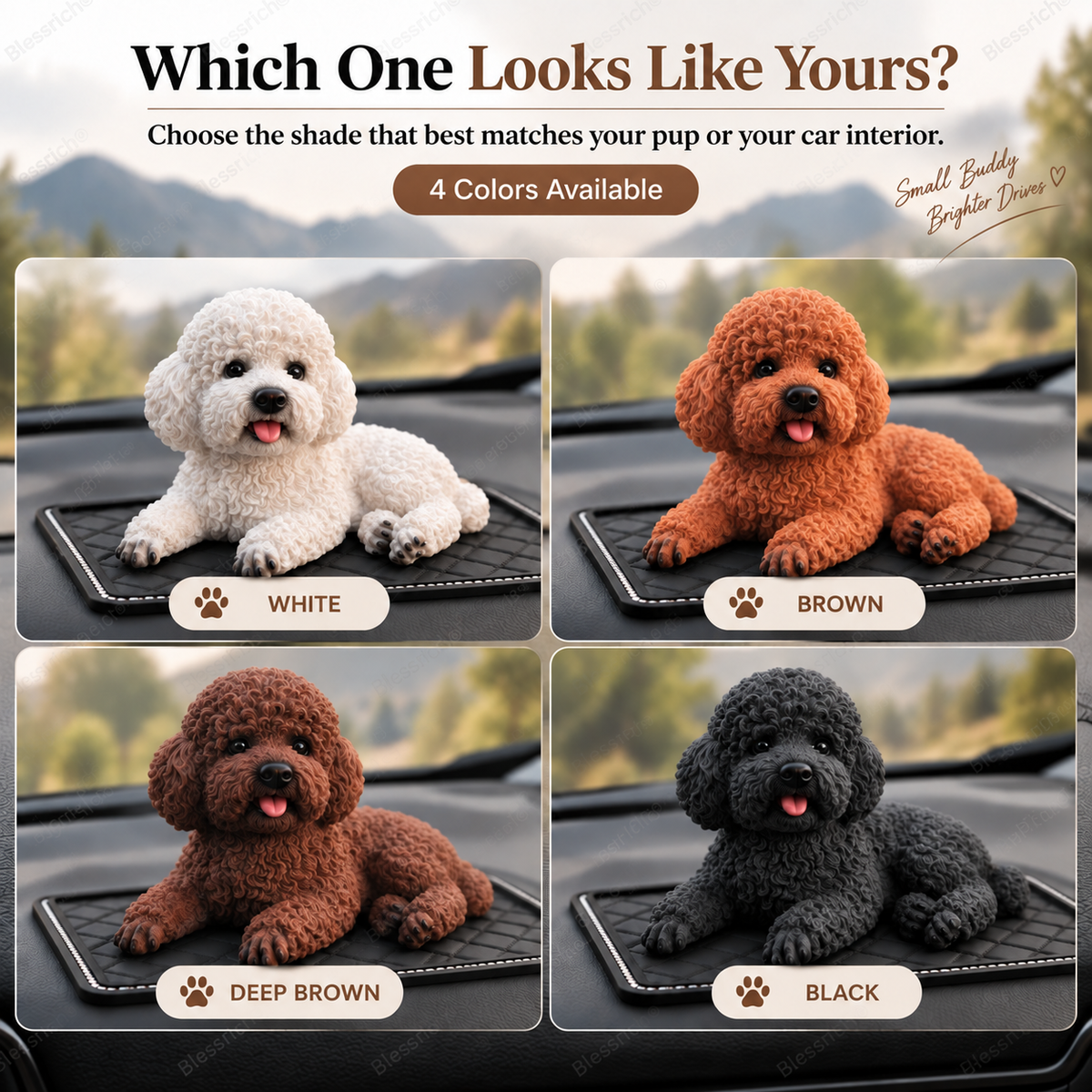 Décoration de voiture « Caniche » – La touche la plus mignonne pour votre tableau de bord 🐶✨