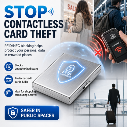 Porte-cartes métallique bloquant les signaux RFID