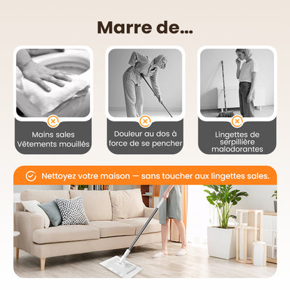 🏆Balai-serpillère anti-poussière jetable avec 4 chiffons réutilisables