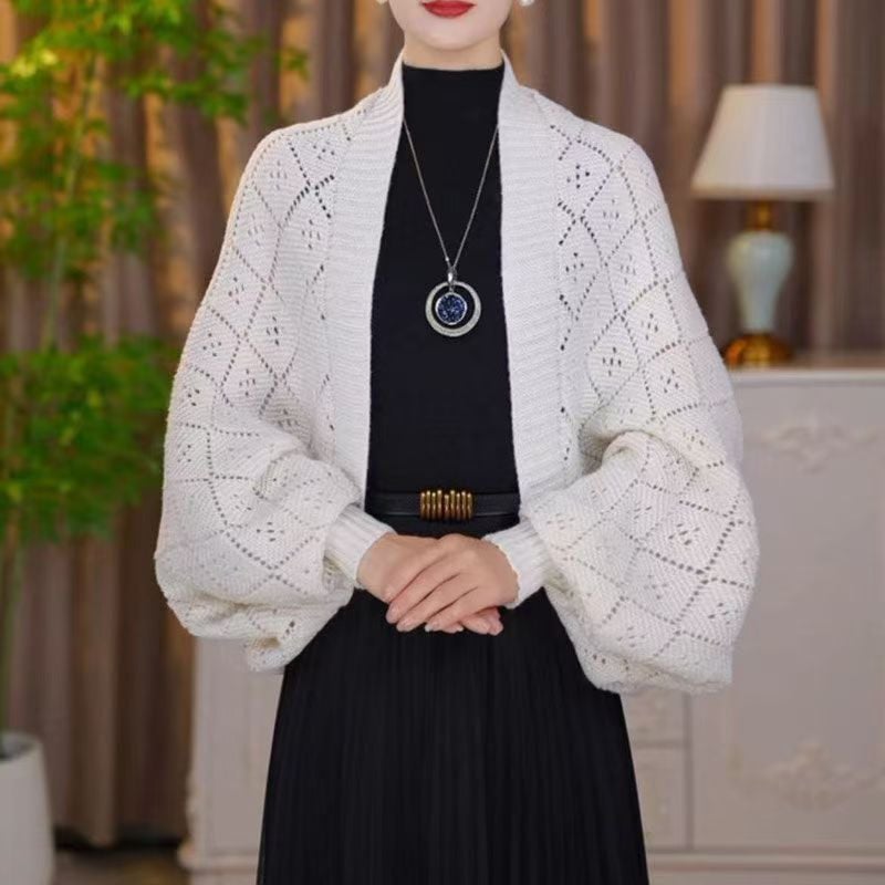 Veste-châle ajourée en maille tendance