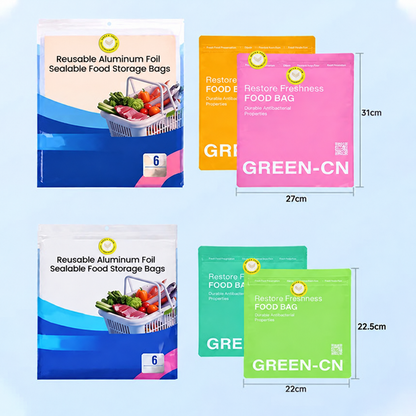 🥡 Sacs de conservation d'aliments réutilisables en feuille d'aluminium scellables 🔒✨ ♻️🛒 avec fonction de compression sous vide