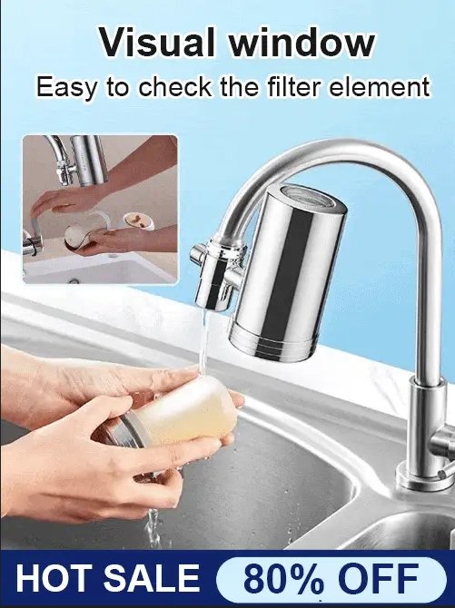 Purificateur d'eau pour robinet ménager en acier inoxydable sans installation